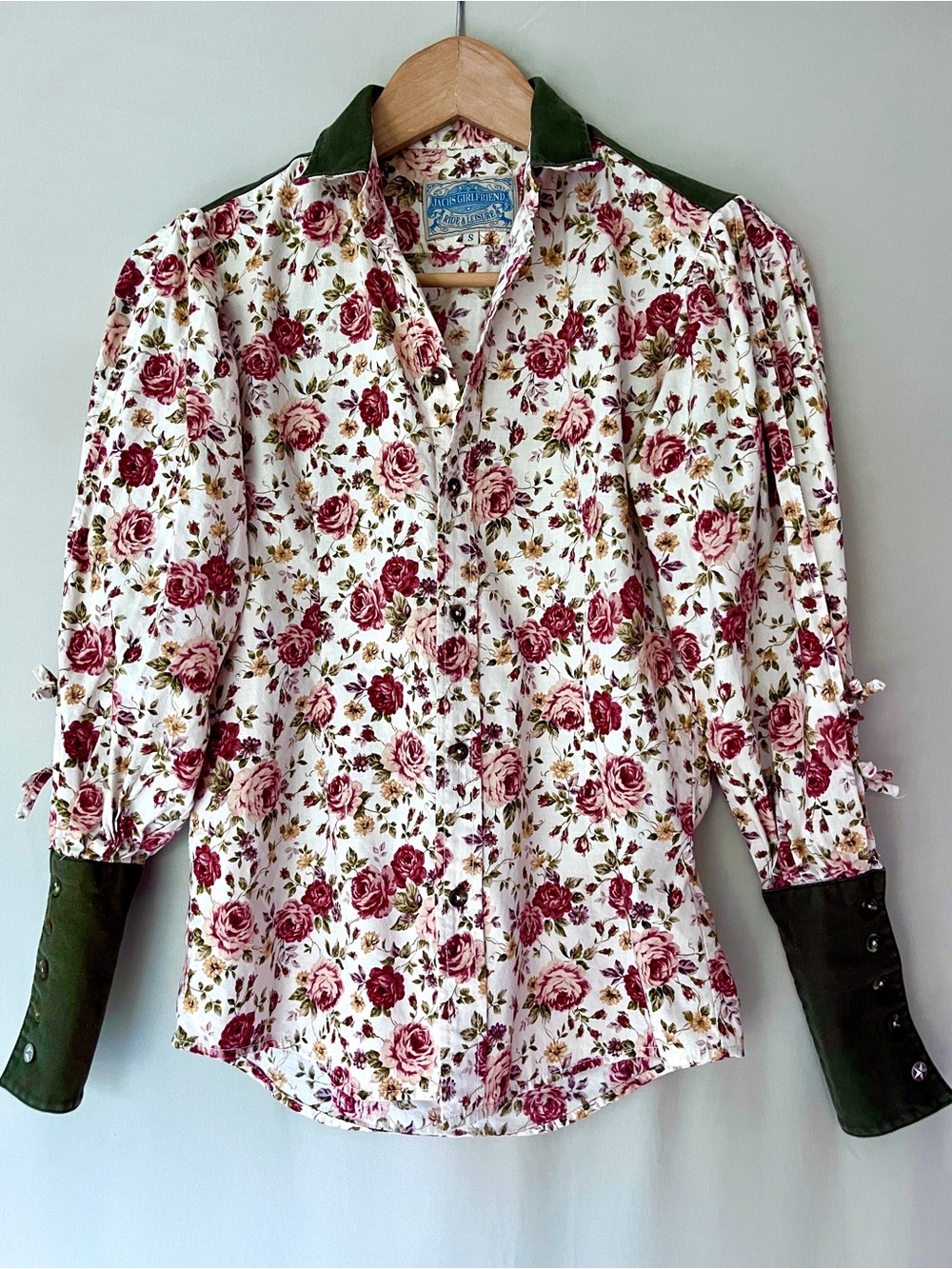 Jachs Girlfriend Juliet Floral Western Shirt 100% Cotton Cowgirl Prairie S